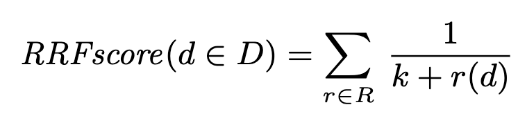 Score_RFF(d) = 1 / (k + rank(d))